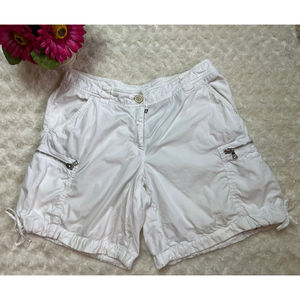 PRADA WOMANS MADE IN ITALY WHITE 100% COTTON GABARDINE LEG SHORTS SIZE M